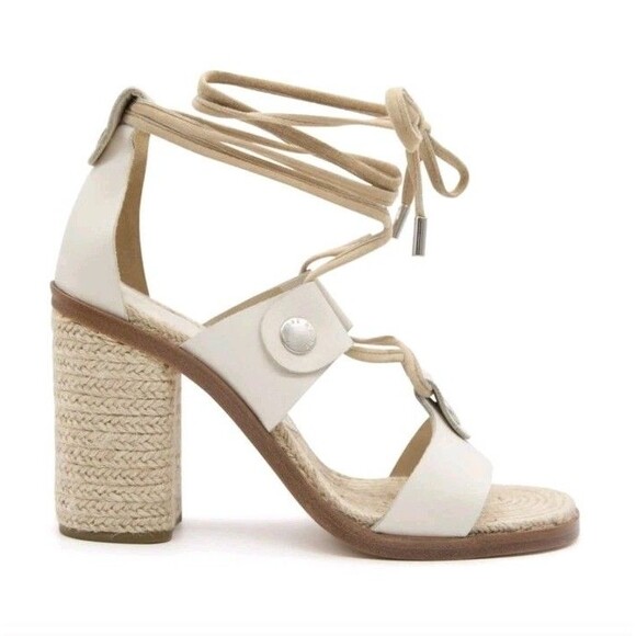 Rag & Bone Eden Women’s Size 9.5 / EU 39.5 Ivory Leather Espadrille Block Heel - Picture 1 of 13